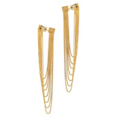 Silver Gold plated earrings  box chain  long movement  handmade greek jewelry