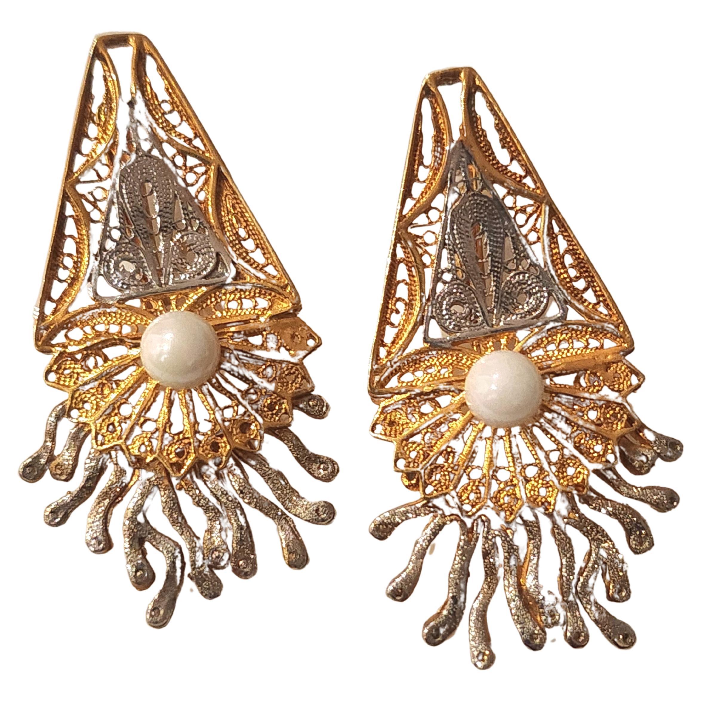 Elegant Gold Earrings with Colorful Enamel main image 1
