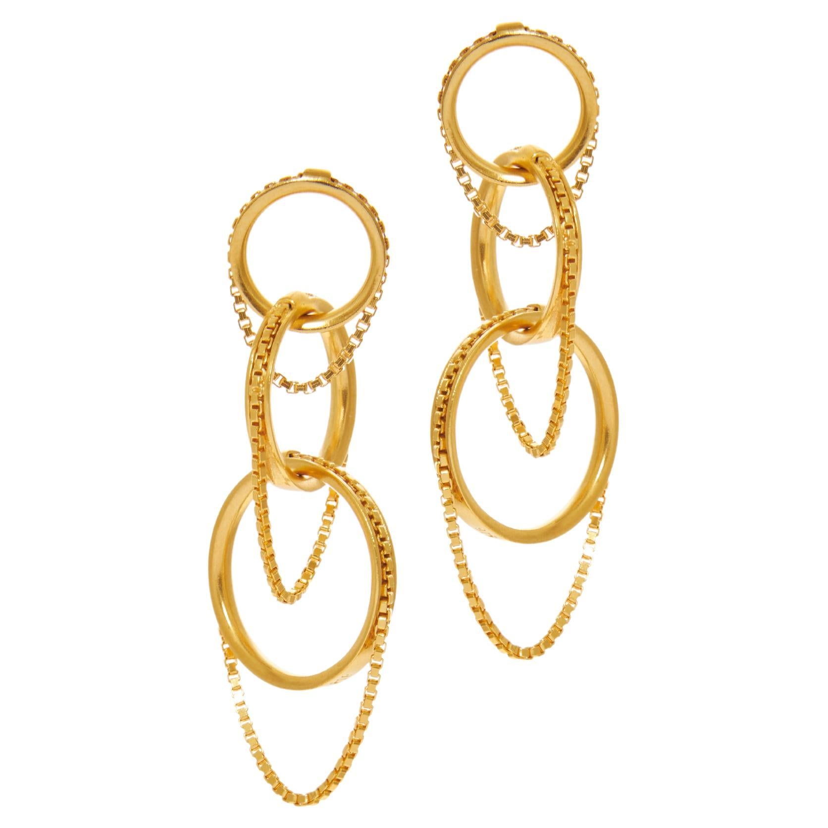 Silver Gold plated earrings box chain long movement handmade greek ...