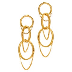 Silver Gold Plated Earrings Linked Hoops Box Chain Handmade Greek Jewelry
