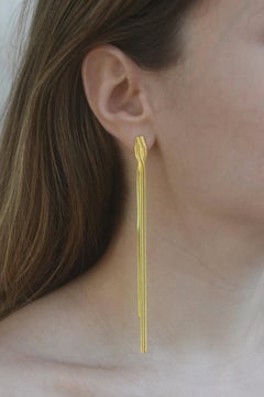 Silver Gold Plated Earrings Long Handmade Greek Jewelry