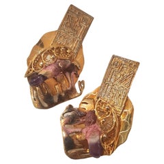 Silver Gold Plated Gem Stone Earrings