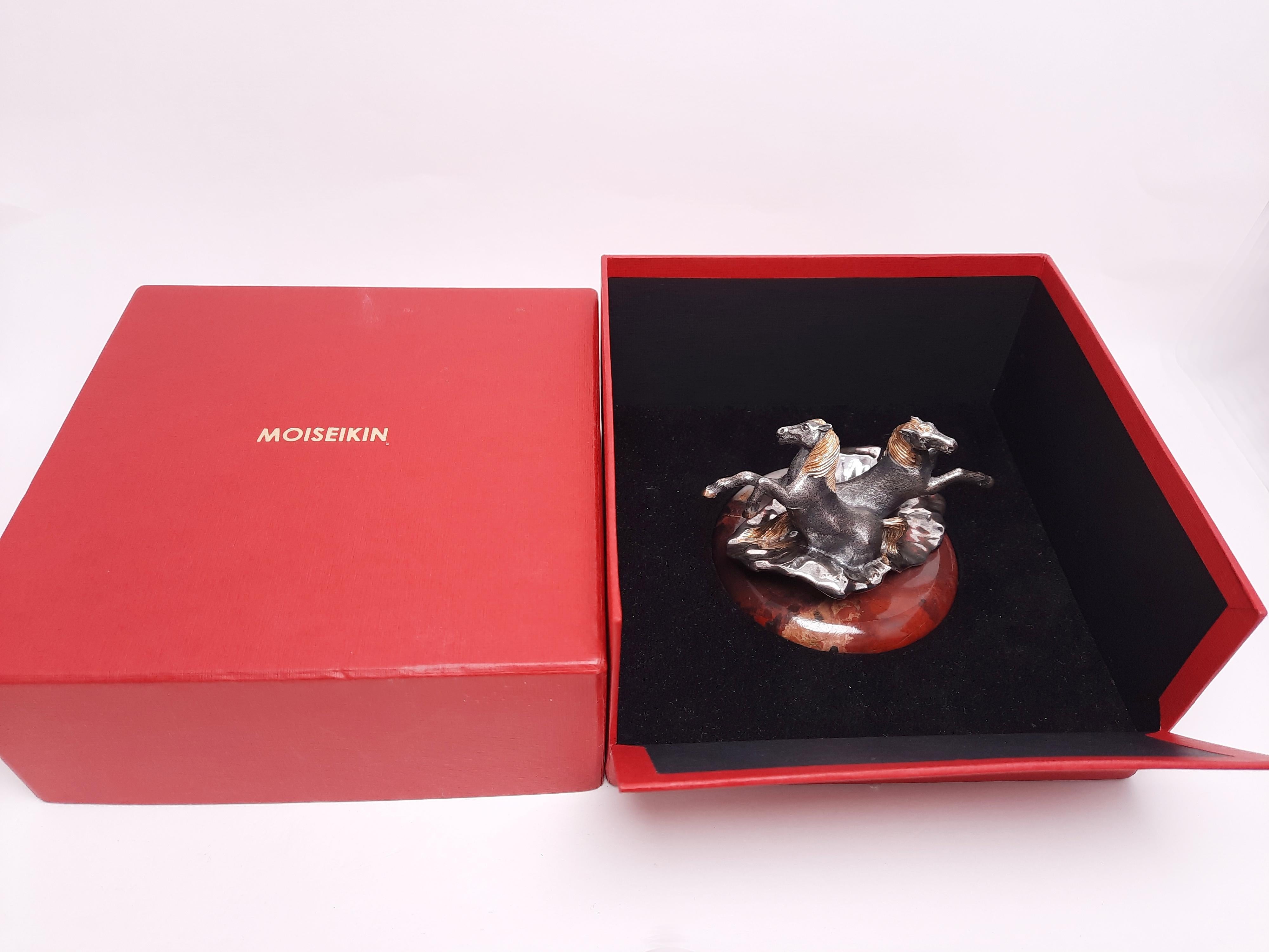 da uomo o donna Miniatura di cavallo in argento placcato oro 