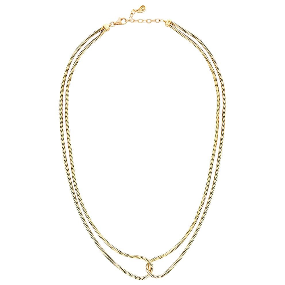 Silver Gold-Plated Necklace Minimal Short Double Snake Chain Greek Jewelry
