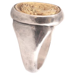 Silver Gold Roman Emperor Lucio Septimio Severo Cameo Men’s Ring