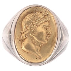 Silber Gold Römischer Kaiser Gaius Julius Caesar Kamee Herrenring