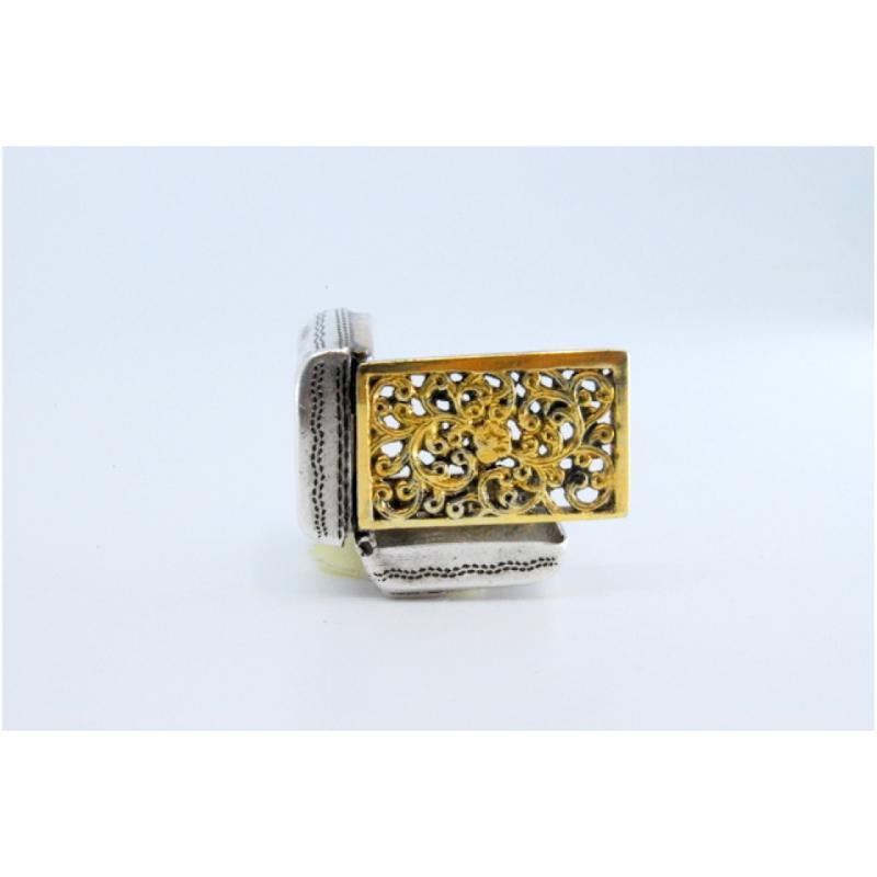 Silver-gold suitcase-shaped vinaigrette with engraved lid, George IV period In Good Condition For Sale In Porto, PT