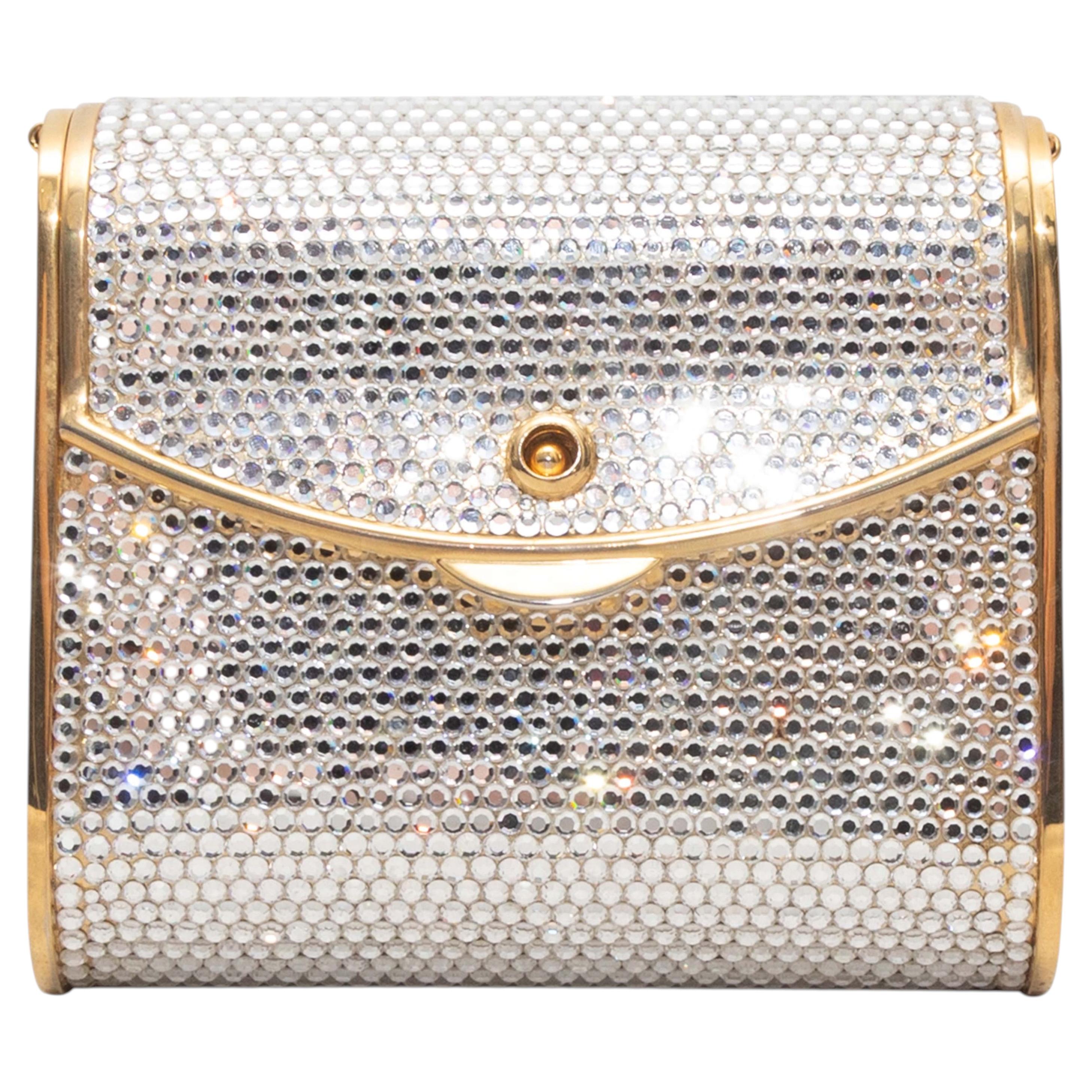 Silver & Gold-Tone Judith Leiber Crystal-Embellished Mini Clutch