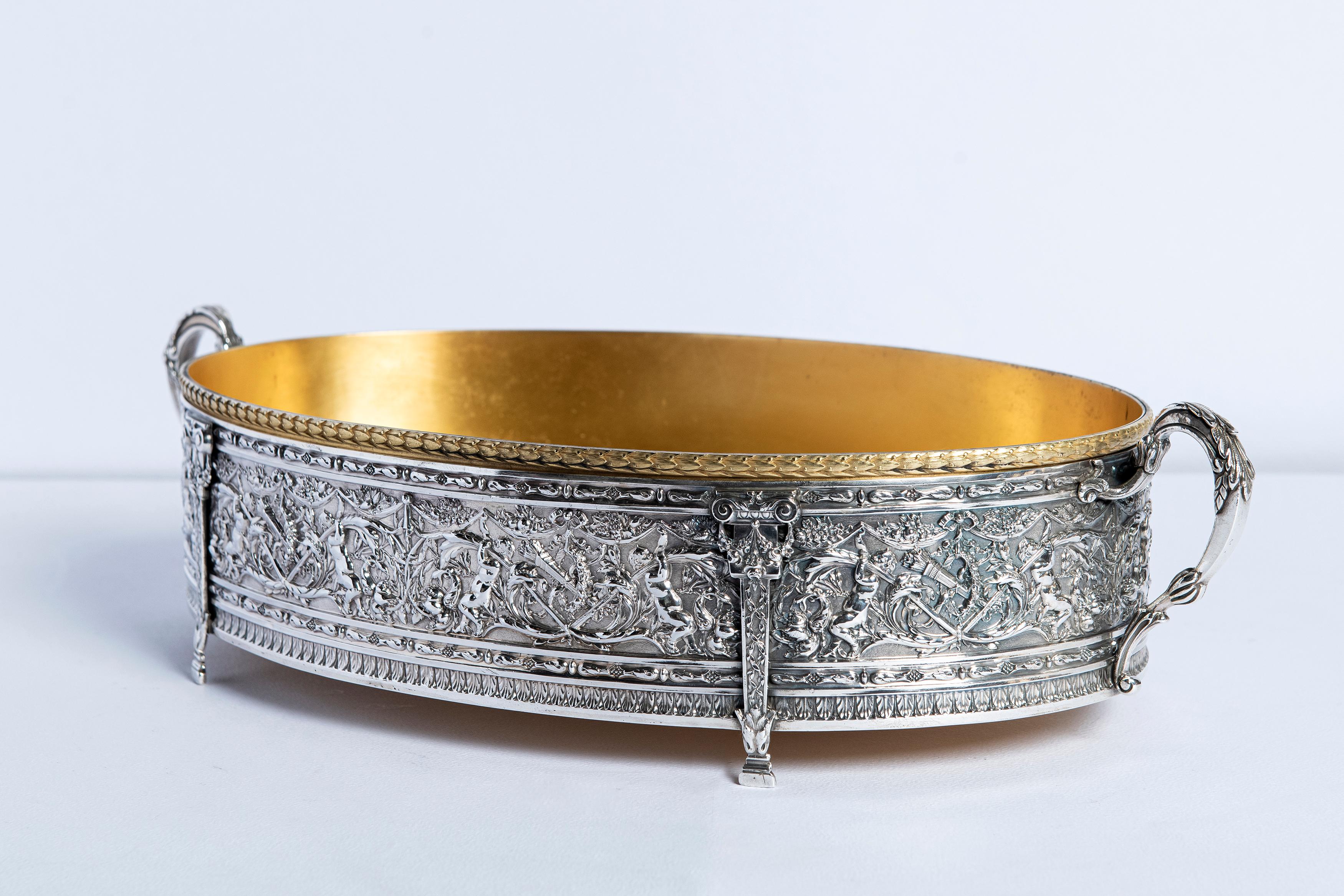 Neoclassico Giardiniera in argento, vermeil d'oro e bronzo dorato, Francia, fine XIX secolo in vendita