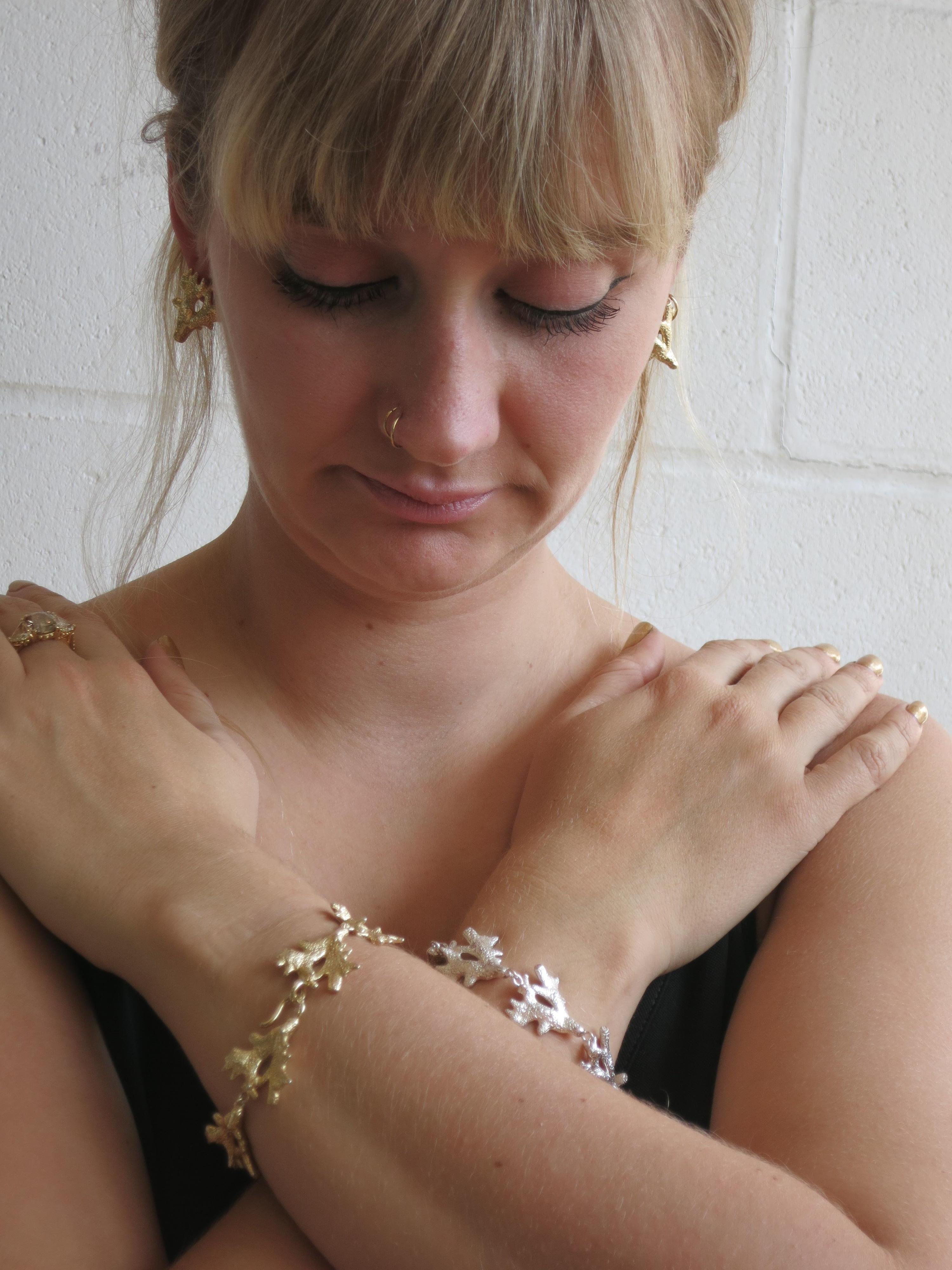Women's Silver Gold Vermeil Bangle Bracelet For Sale