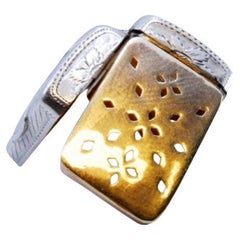 Silver & gold vinaigrette box w/ suitcase-shaped lid from the George III period