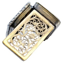 Silver-gold vinaigrette box with corded lid trim, George IV period