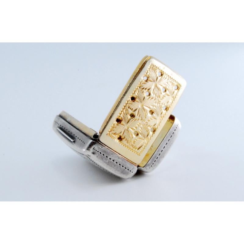 Silver-gold vinaigrette box with engraving, Victorian period im Zustand „Gut“ im Angebot in Porto, PT