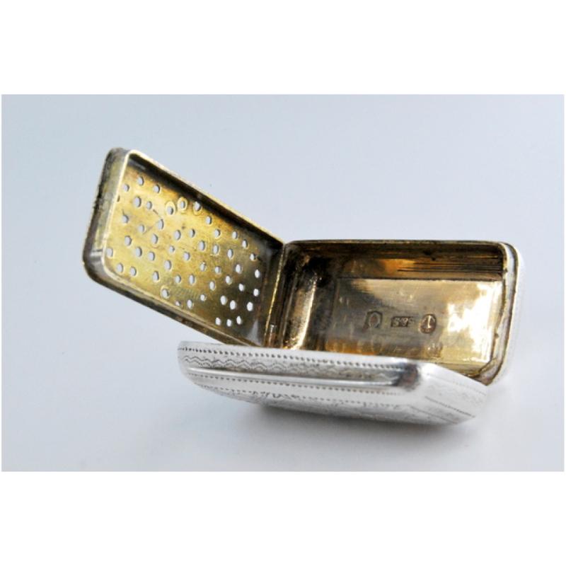 19th Century Silver-gold vinaigrette box with geometric patterns, George III period For Sale