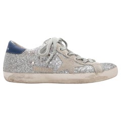 Silver Golden Goose Low-Top Glitter Sneakers Size 38