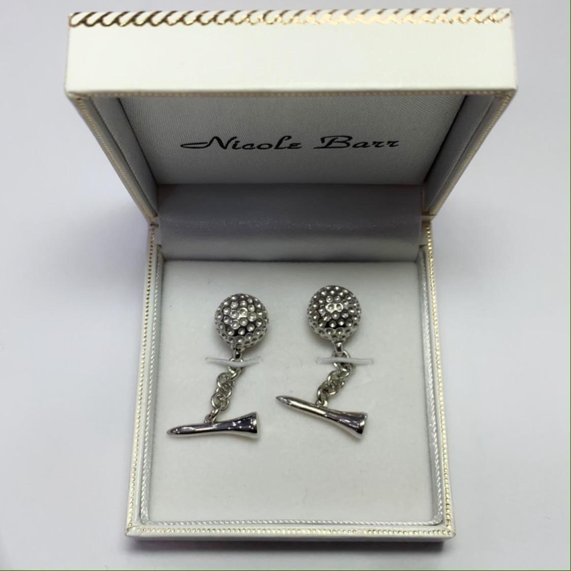 Solid Sterling Silver Golf Ball Chain Cufflinks In New Condition For Sale In Oxted, Surrey