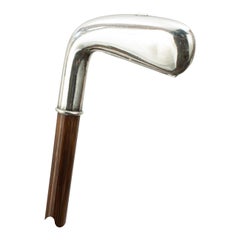 Antique Silver Golf Club Walking Stick with Compartment