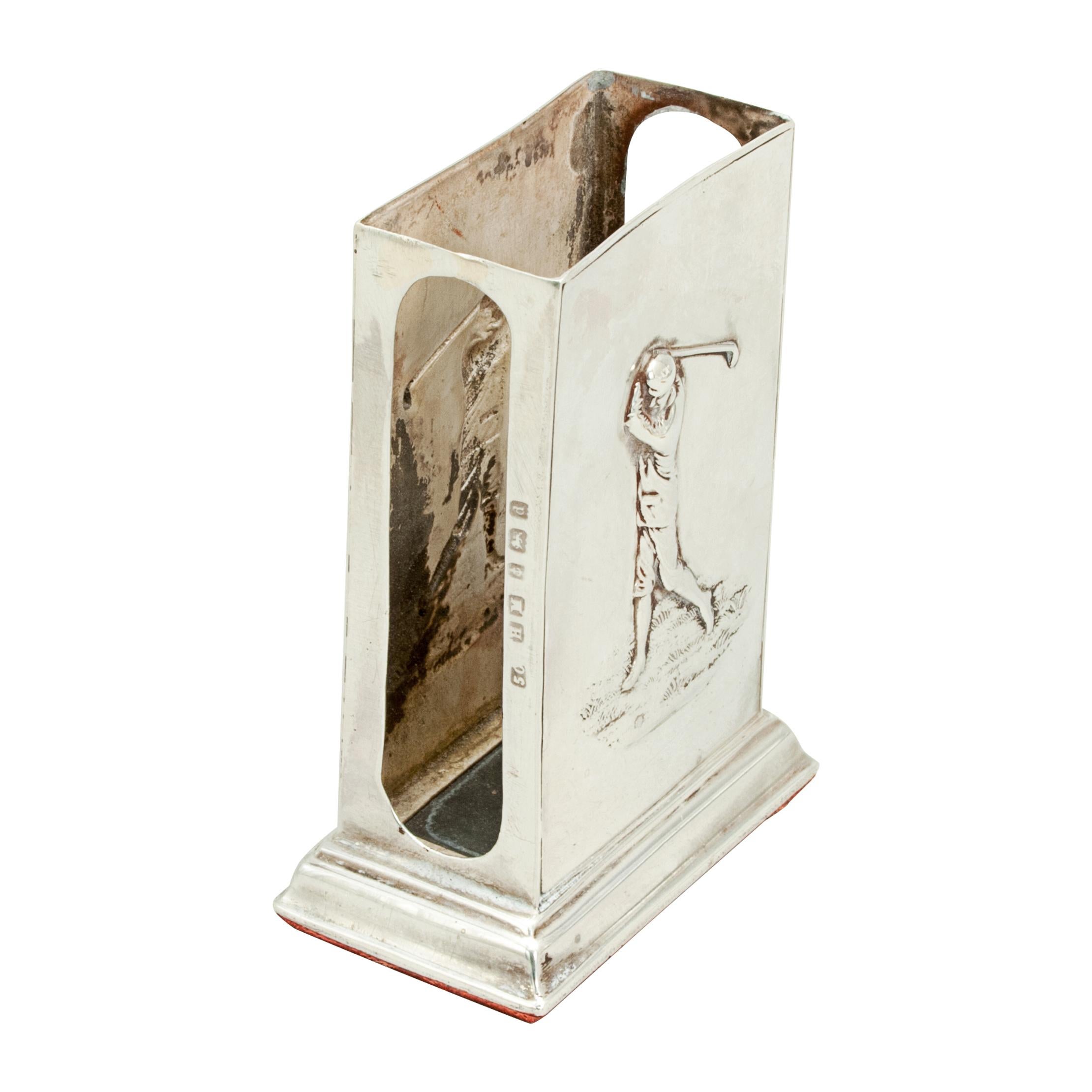 Sporting Art Silver Golf Matchbox Holder