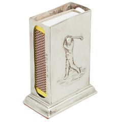 Antique Silver Golf Matchbox Holder