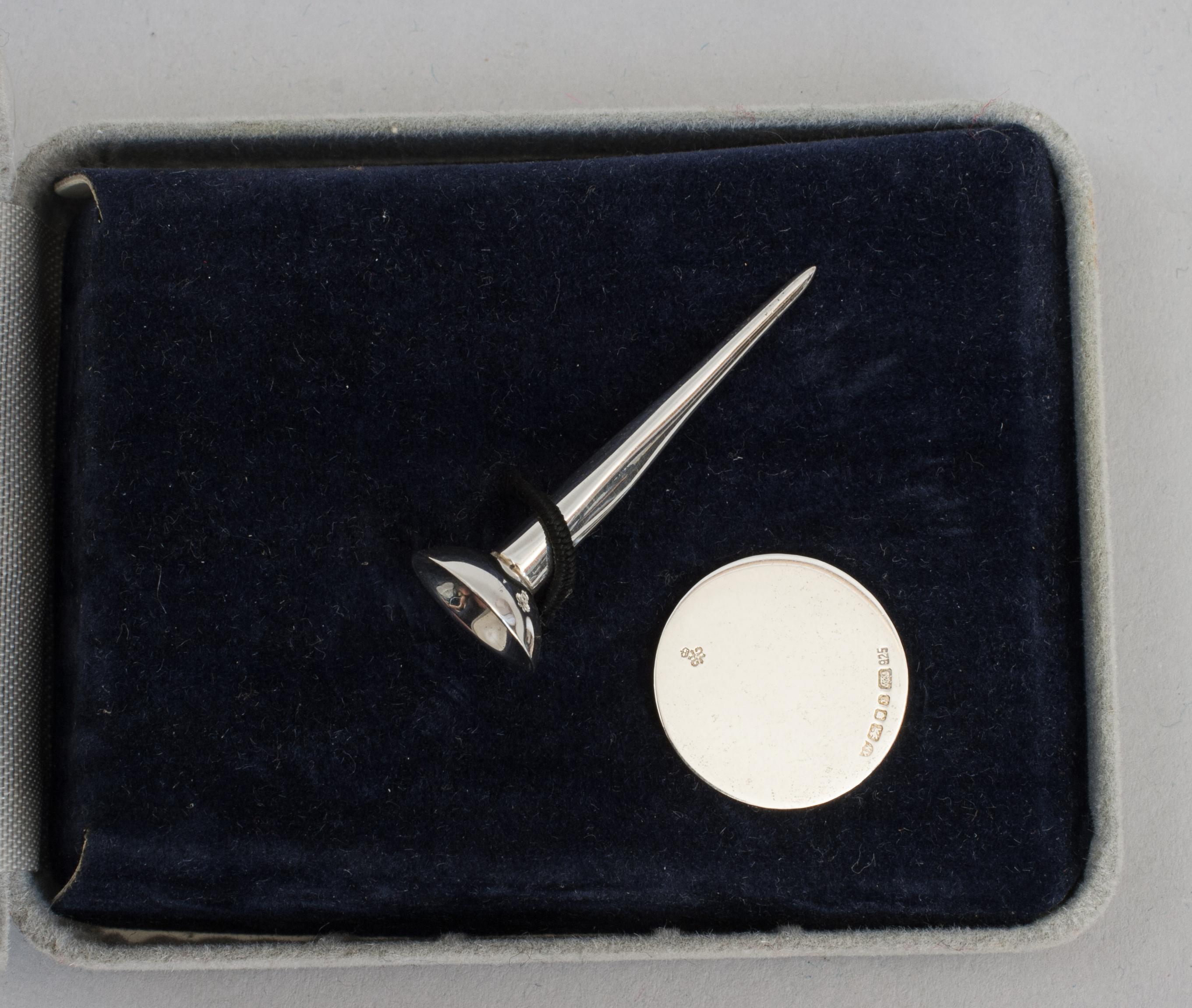 20th Century Silver Golf Tee and Ball Marker For Sale