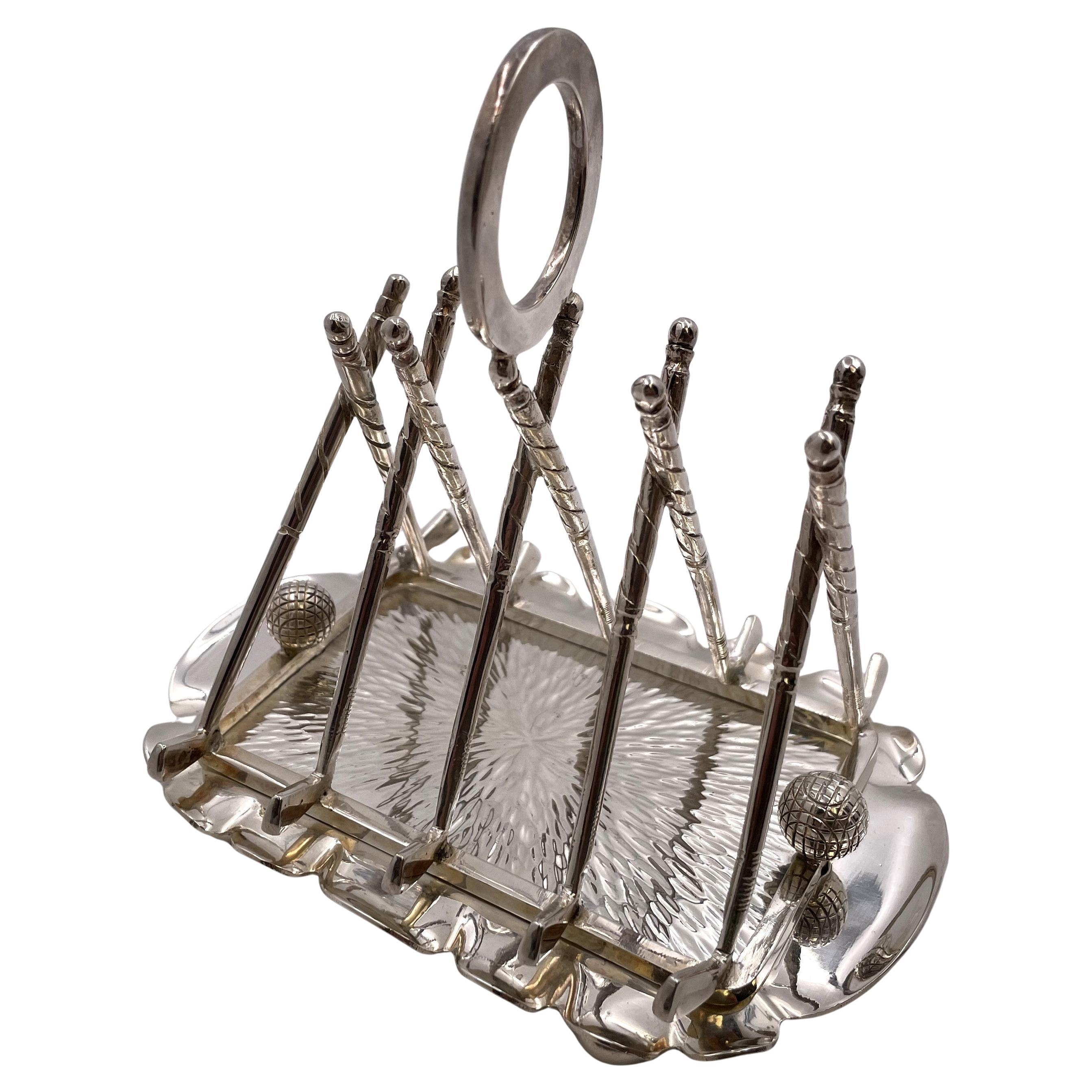 Porte-toast fantaisie en argent sur le thème du golf