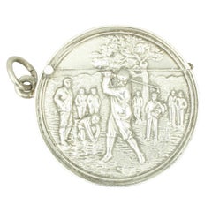 Antique Silver Golfing Match Safe, Vesta Case