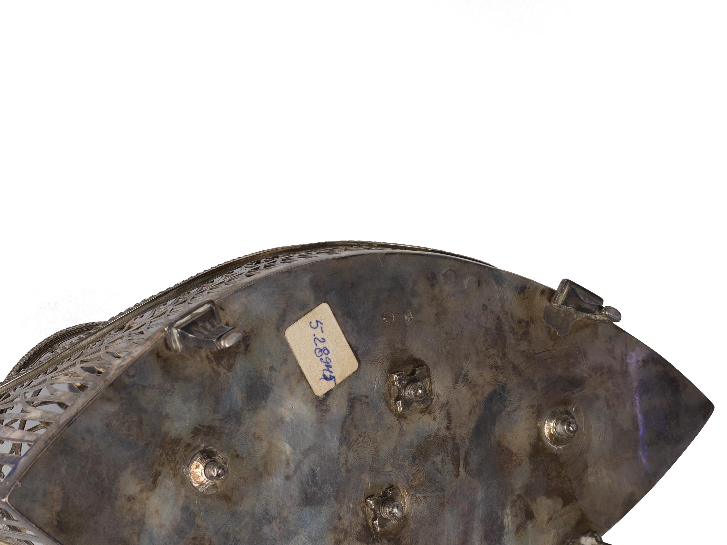 Gondola d'argento Venezia Crociera d'argento blu cobalto 19 secolo in vendita 3