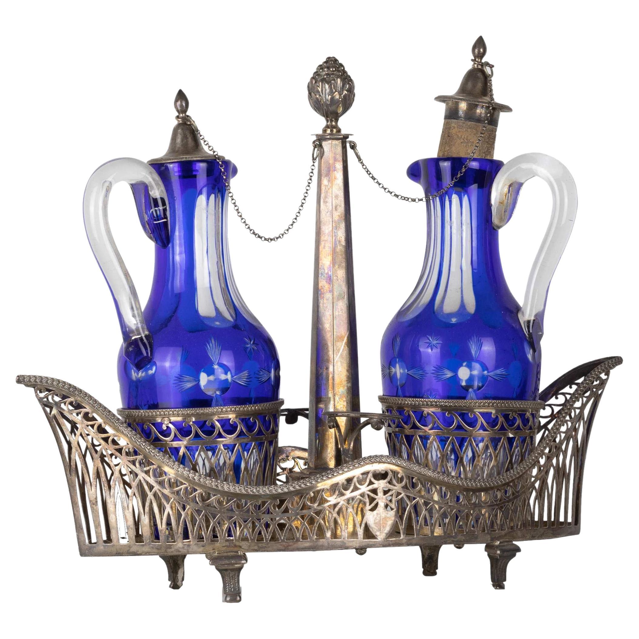 Silver Gondola Venice Cobalt Blue Silver Cruet 19 Century