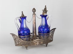 Silver Gondola Venice Cobalt Blue Silver Cruet, 19th Century