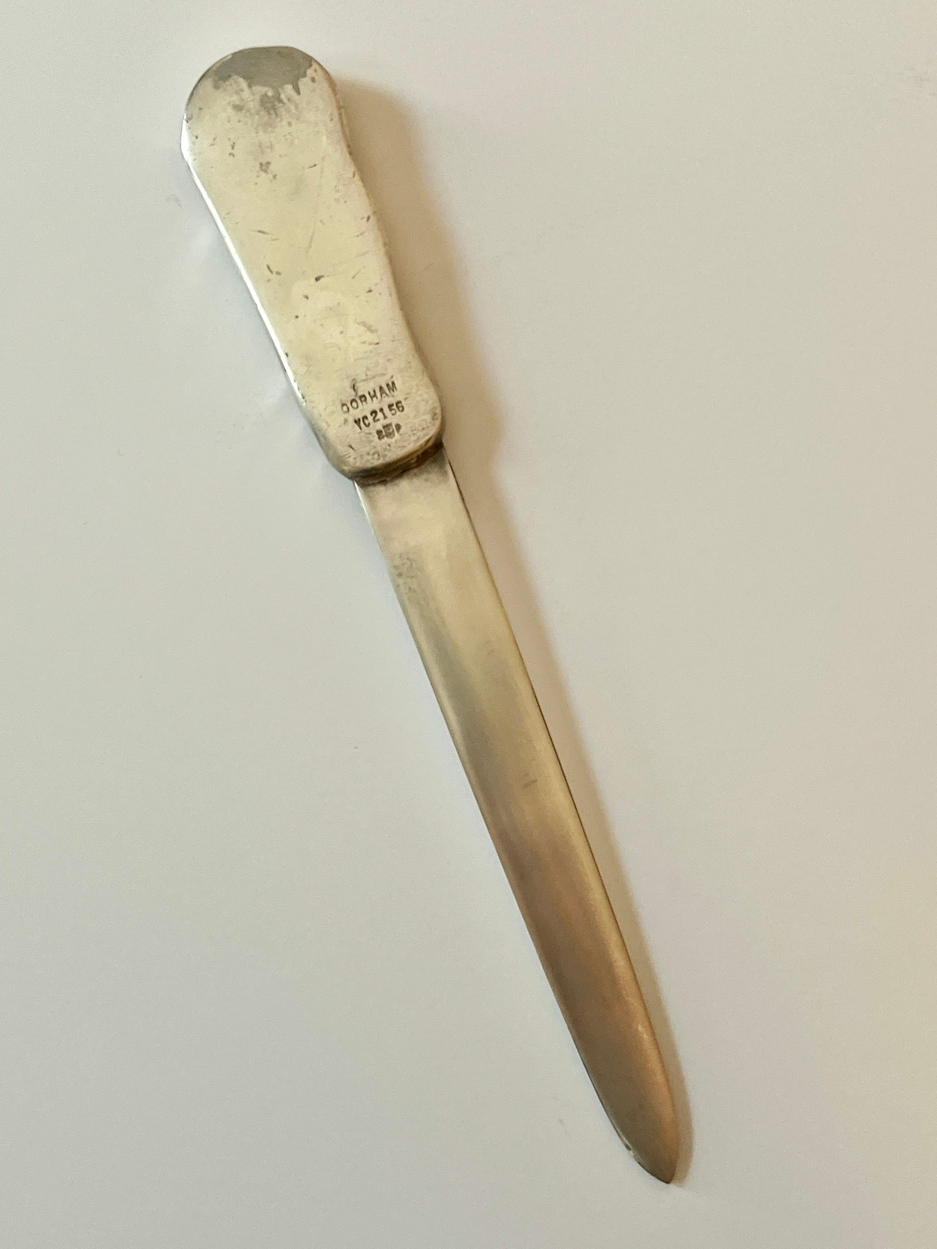 20th Century Silver Gorham Letter Opener with  Repoussé Flower and Vine Detailing