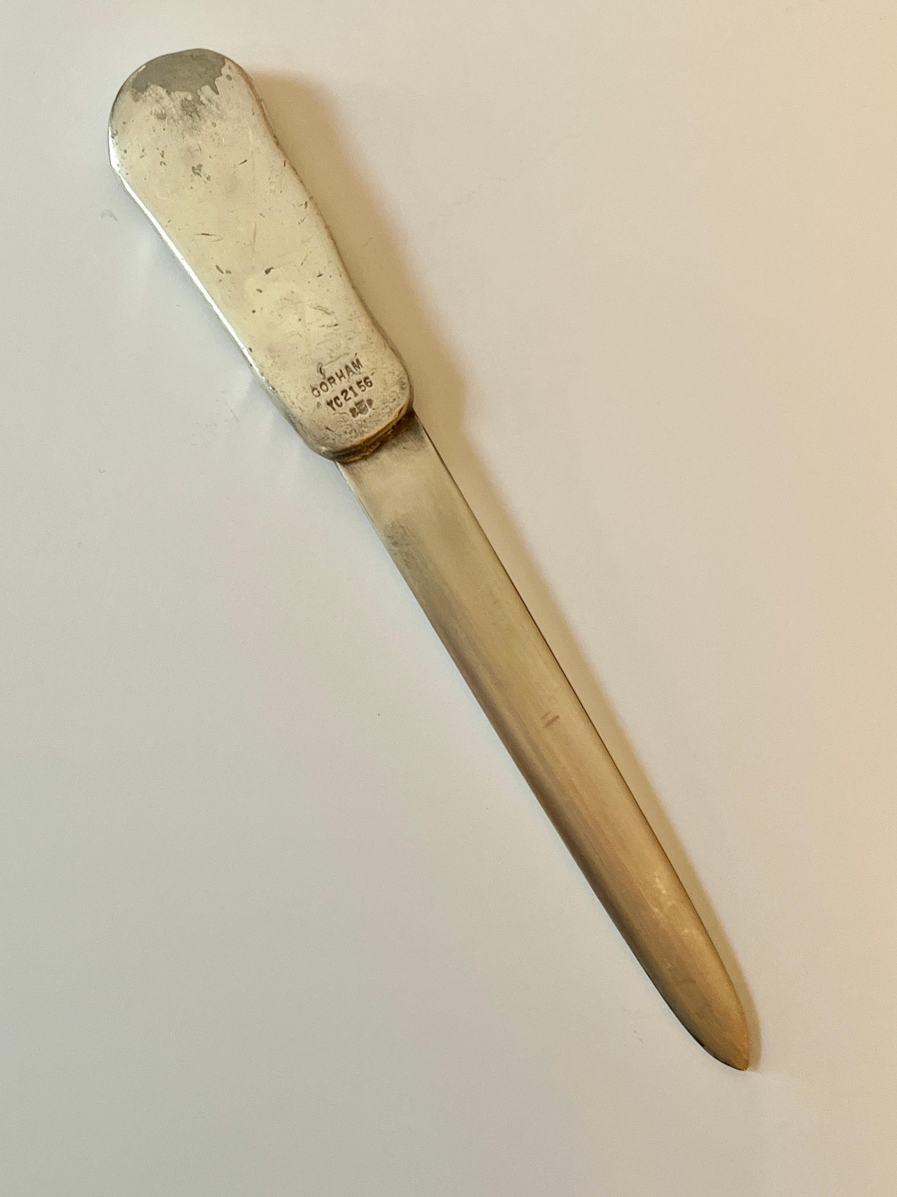 Silver Plate Silver Gorham Letter Opener with  Repoussé Flower and Vine Detailing