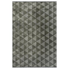 Tapis à motif géométrique de diamants triangles, gris argenté et brun kaki avec brillance