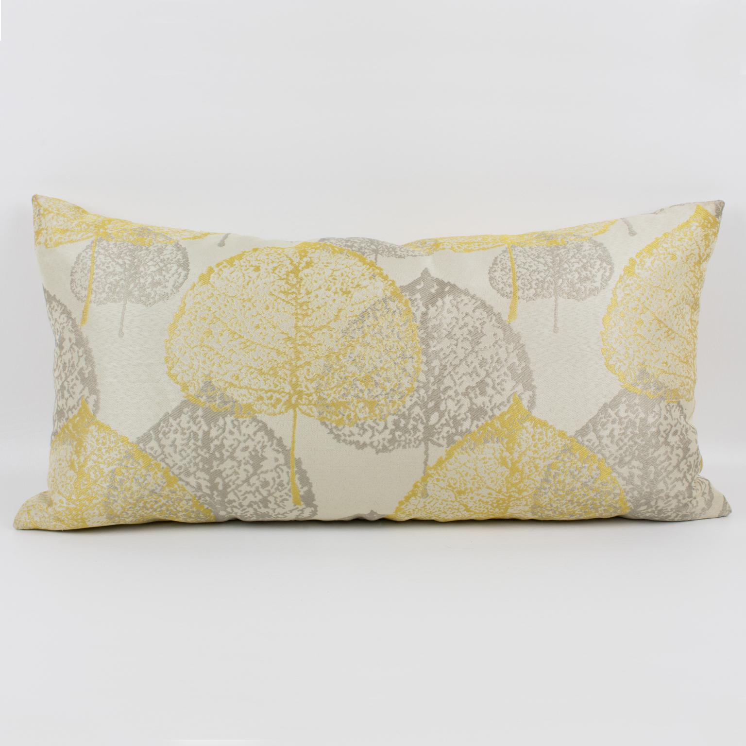 Unknown Silver Gray and Yellow Damask Throw Pillows, a pair For Sale