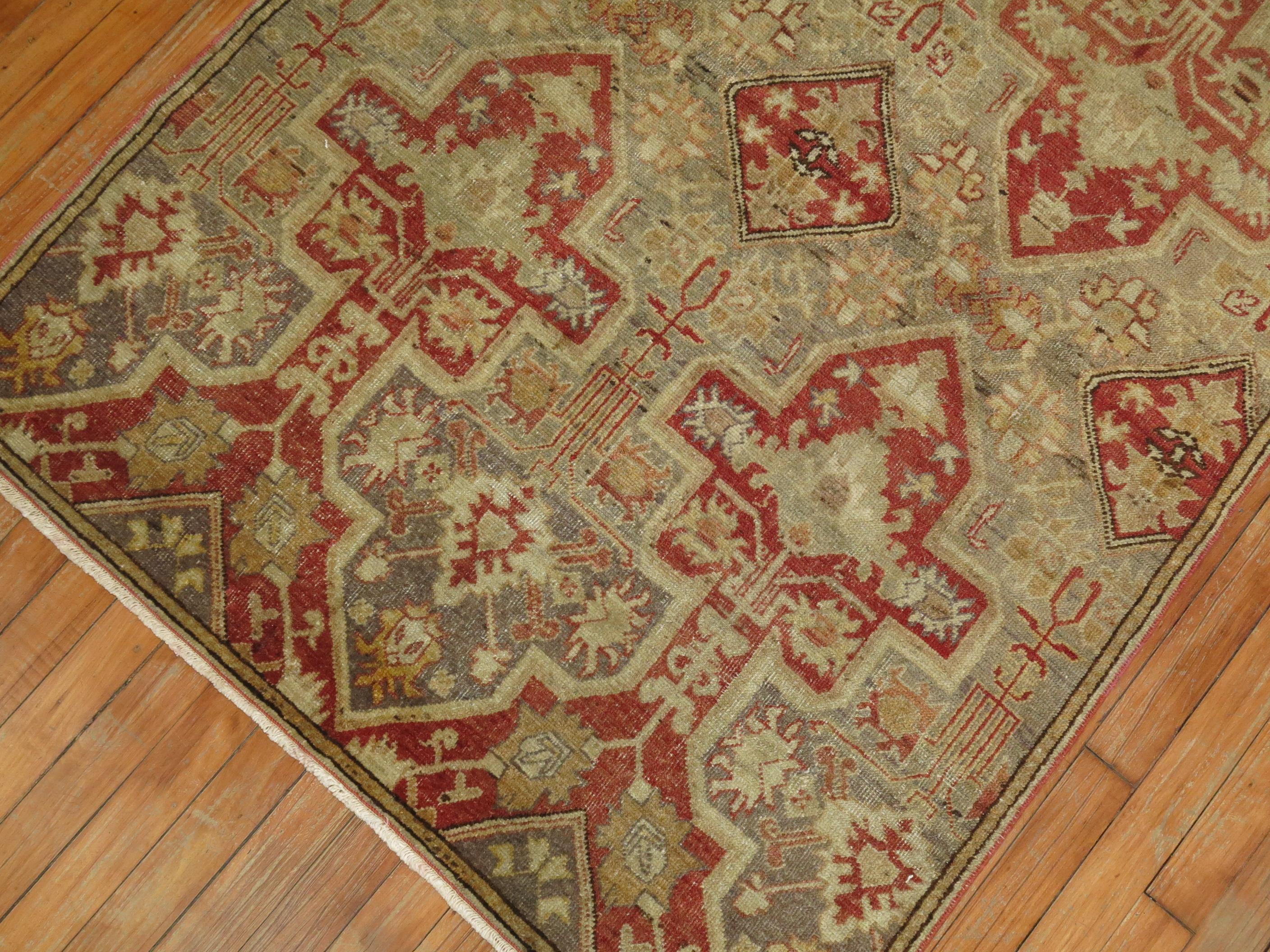 Hand-Knotted Silver Gray Antique Turkish Rug For Sale