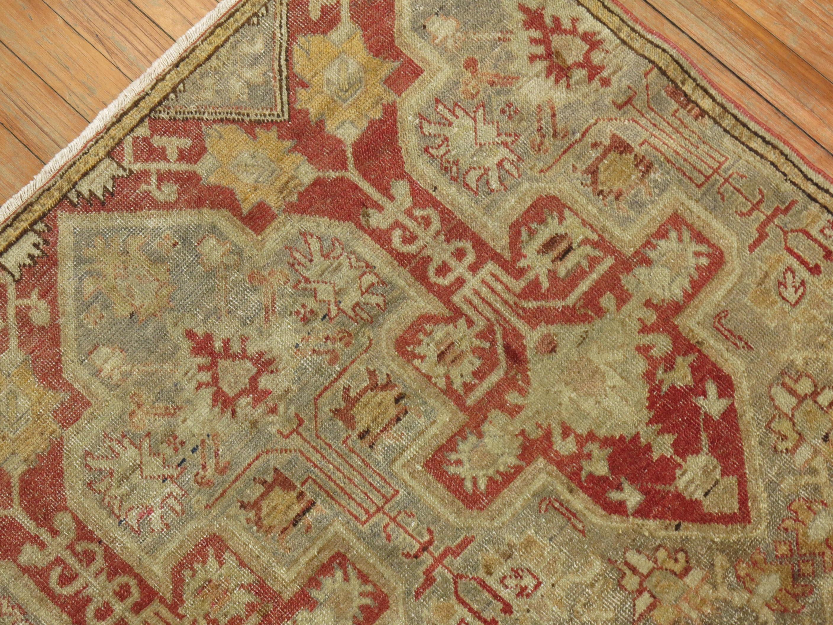 Wool Silver Gray Antique Turkish Rug For Sale