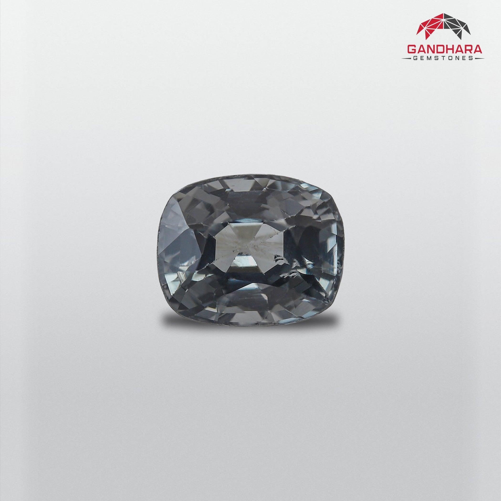 Silver Gray Natural Spinel Gemstone of 1.80 Carats from Burma has a wonderful cut in a Cushion shape, incredible Silver,Gray Color. Great brilliance. This gem is SI Clarity.

Product Information:
GEMSTONE TYPE:	Silver Gray Natural Spinel