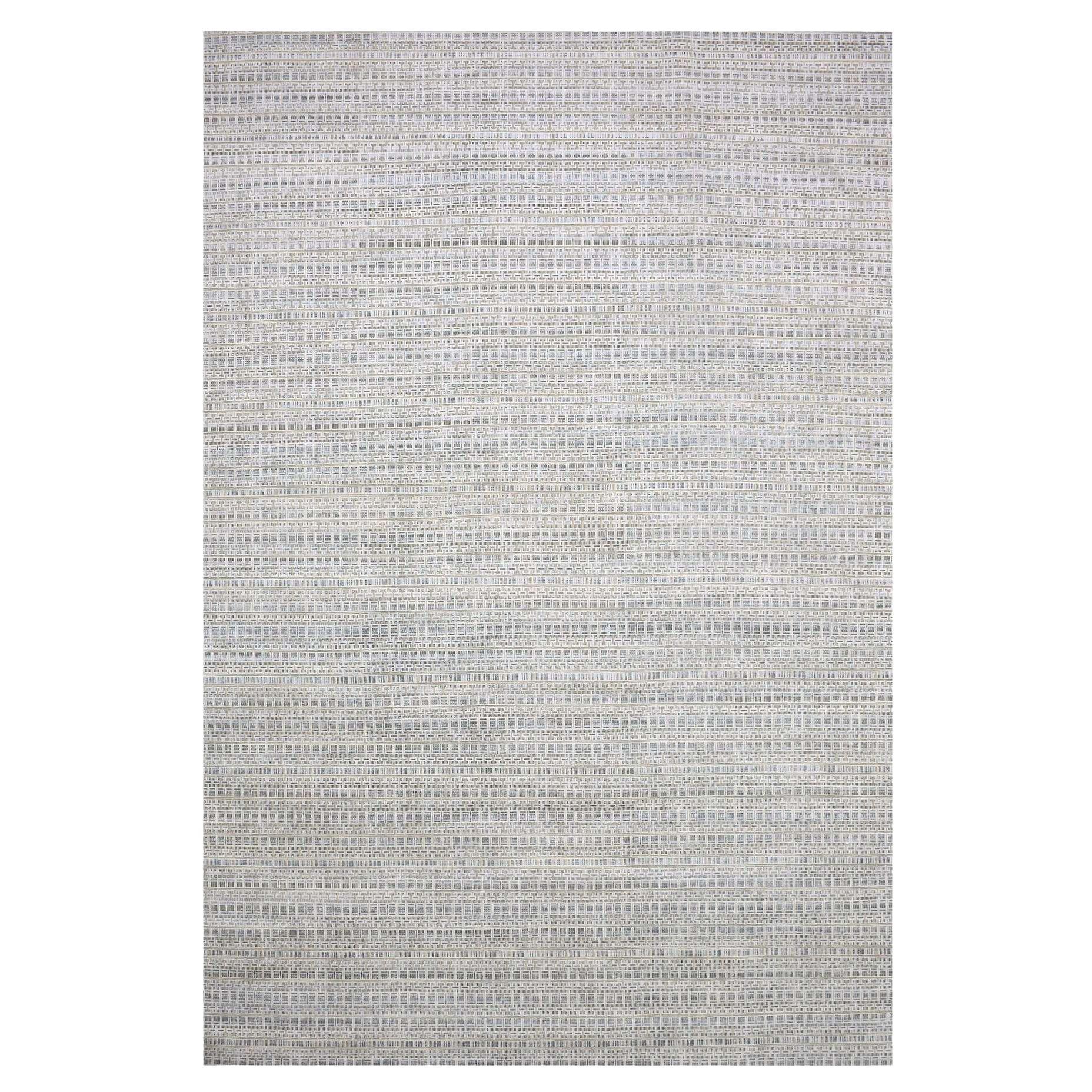 Silver Gray Silk and Wool Hand Knotted Modern Design Tone on Tone Oversized Rug