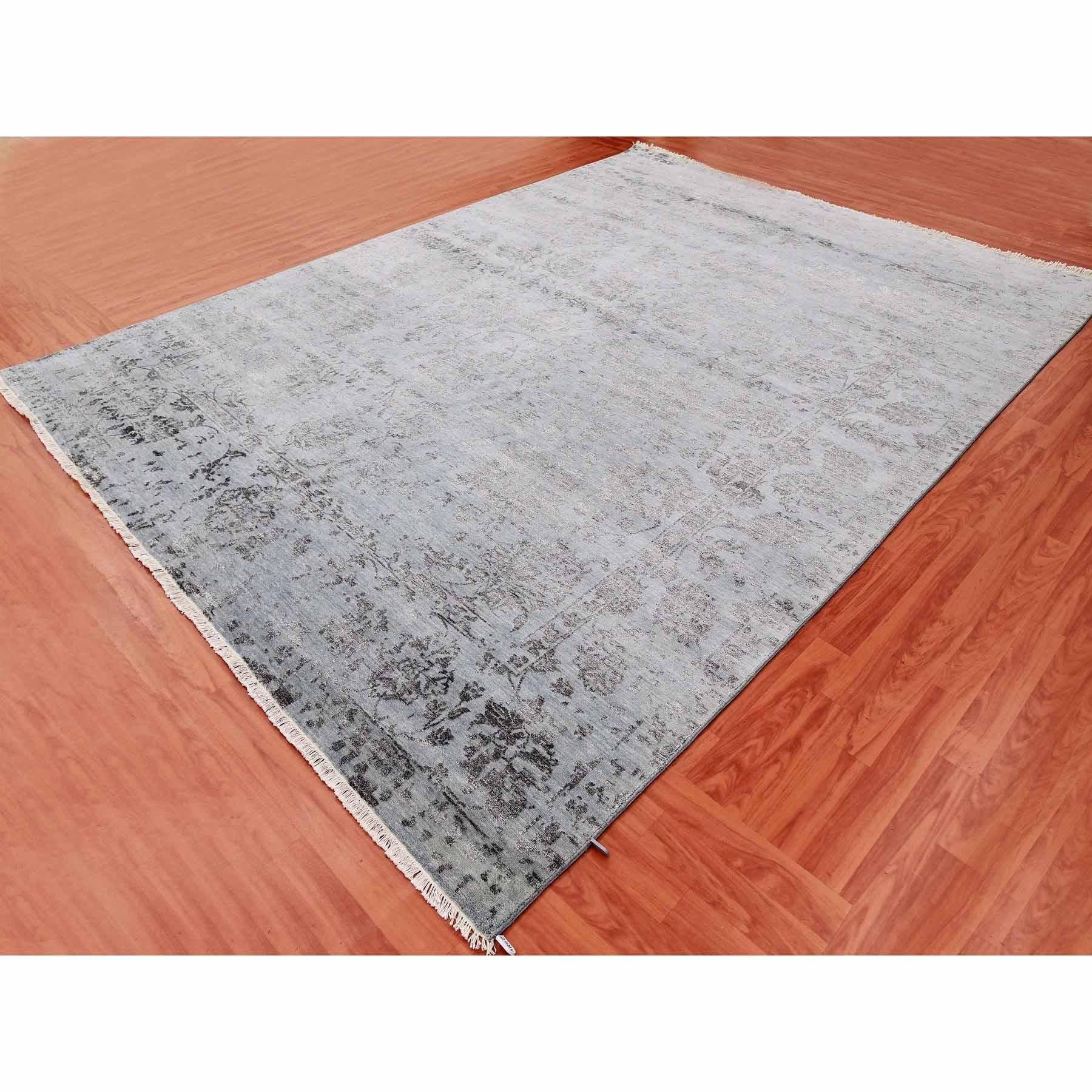 Annodato a mano Silver Gray Tappeto Persiano Tabriz Design Rugs in Lana e Seta annodato a mano 8'10