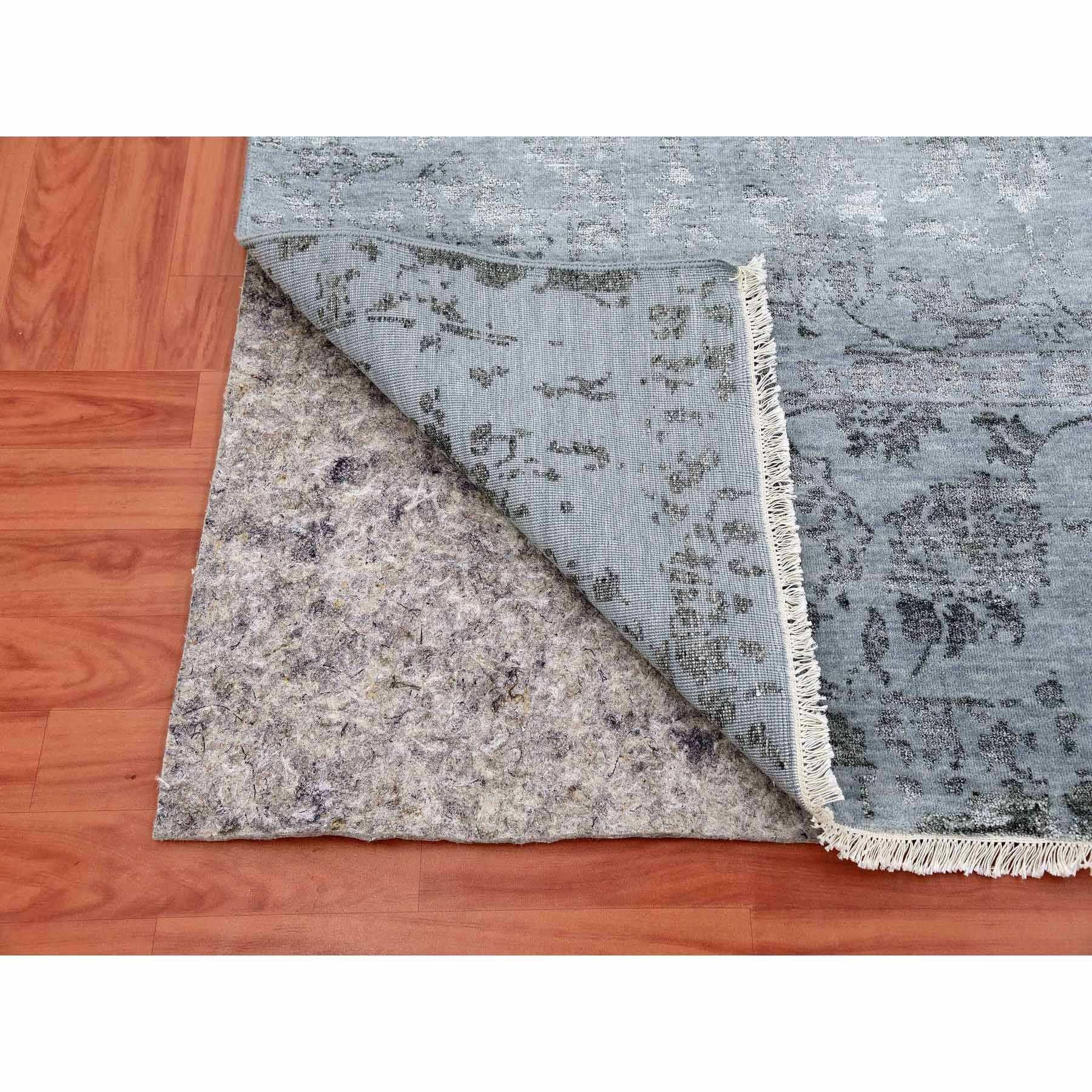 Silver Gray Tappeto Persiano Tabriz Design Rugs in Lana e Seta annodato a mano 8'10