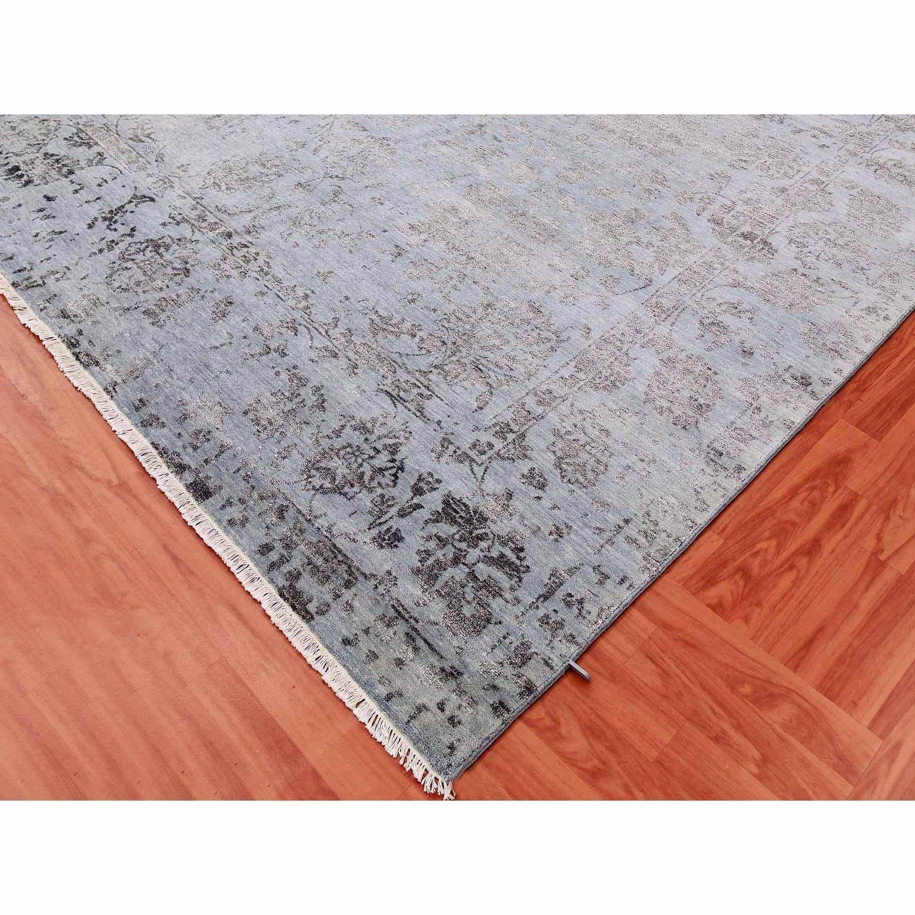 Silver Gray Tappeto Persiano Tabriz Design Rugs in Lana e Seta annodato a mano 8'10