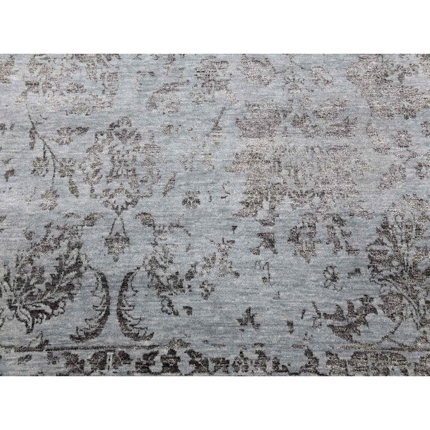Silver Gray Tappeto Persiano Tabriz Design Rugs in Lana e Seta annodato a mano 8'10