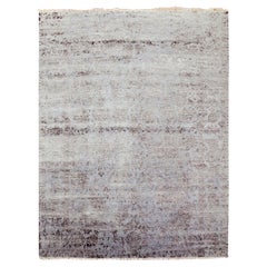 Silver Gray Laine et soie nouées à la main Persian Tabriz Design Rug 8'10" x 11'9"