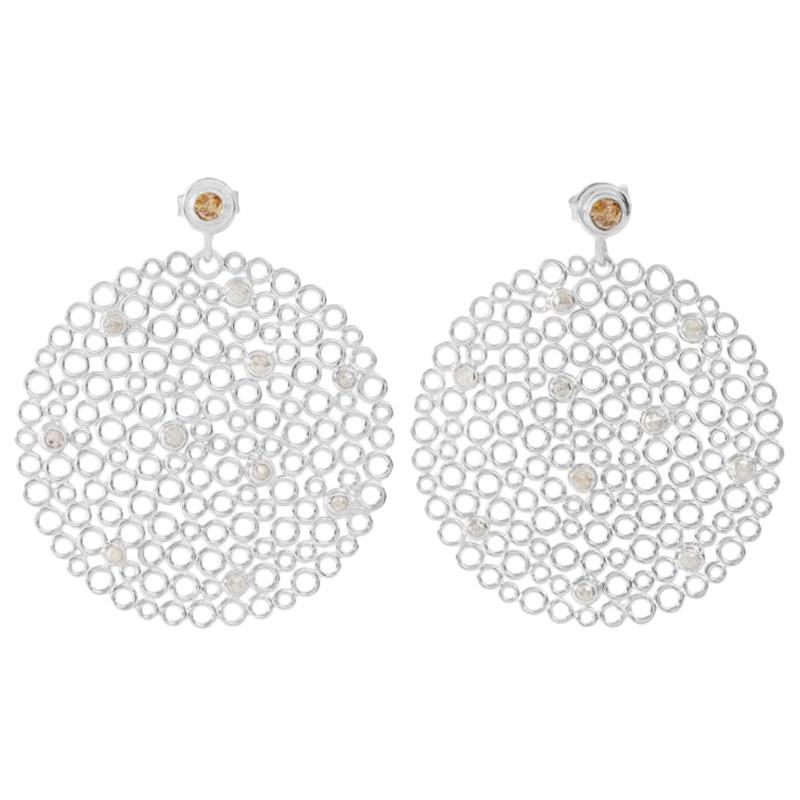 Silver Grey and Cinnamon Diamond Earrings