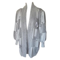 Silver Grey Angora Wool Vest with Silver Sequins