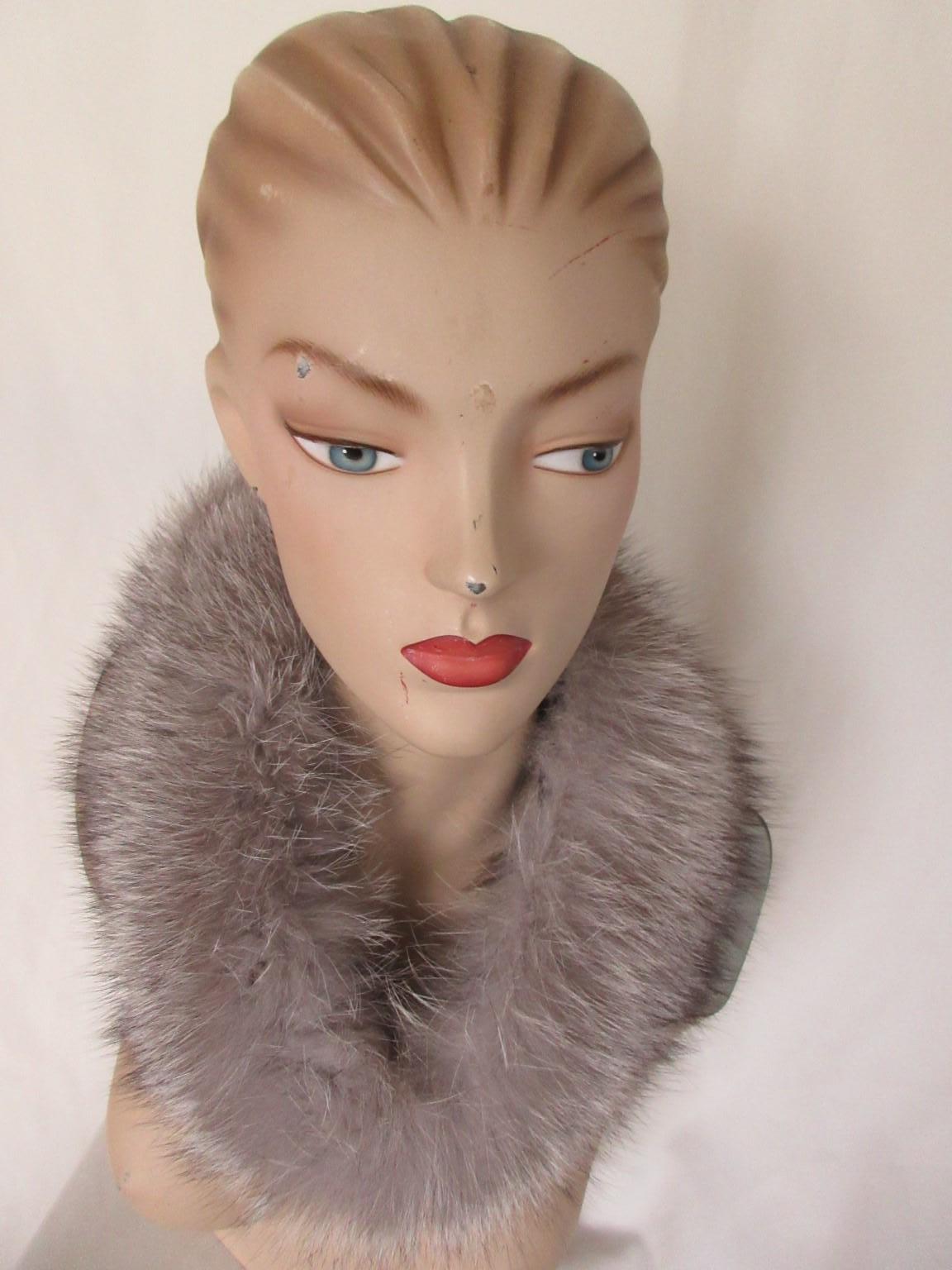 Brown Silver Grey Fox Fur Headband For Sale
