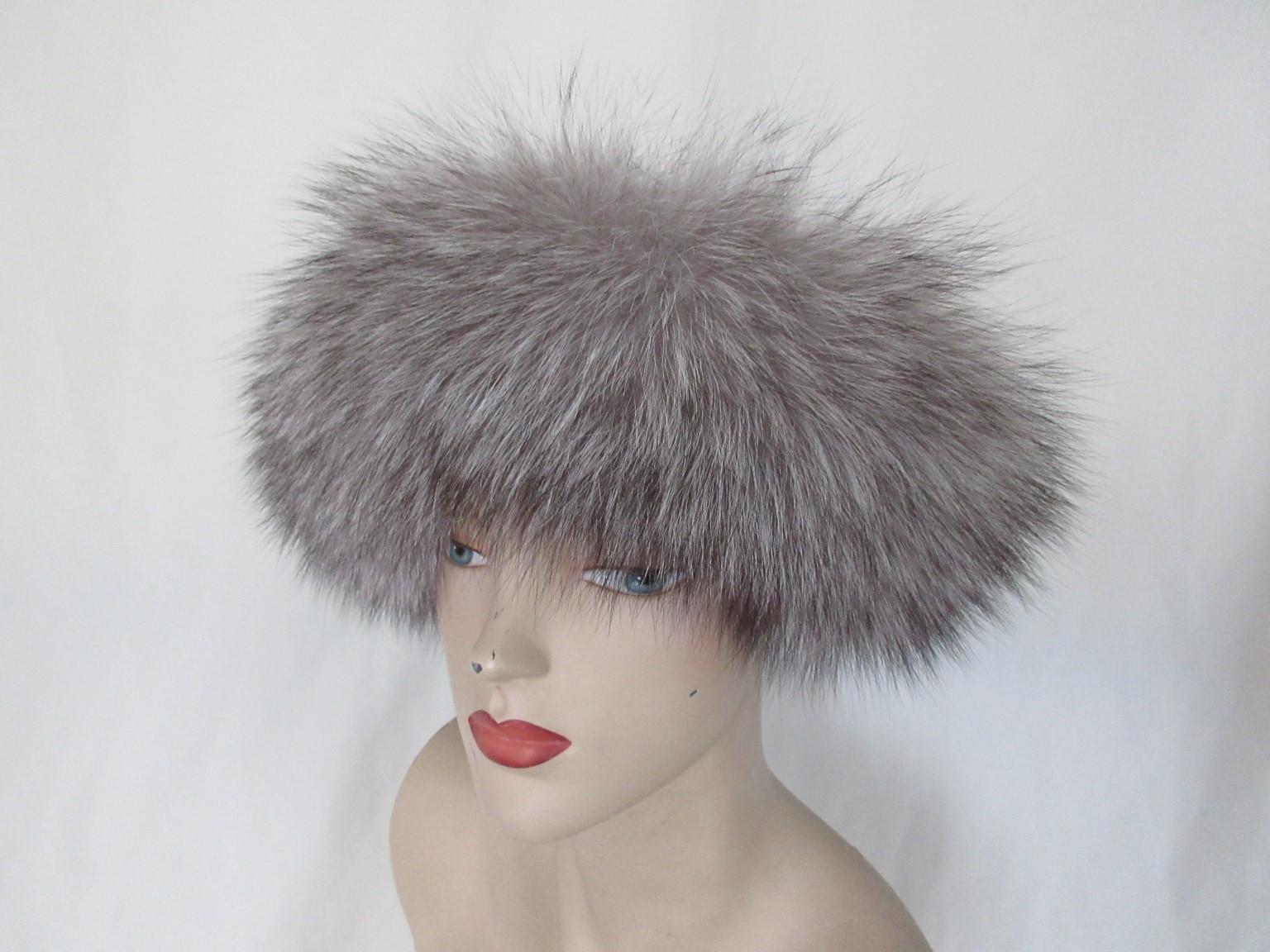 Silver Grey Fox Fur Headband For Sale 1