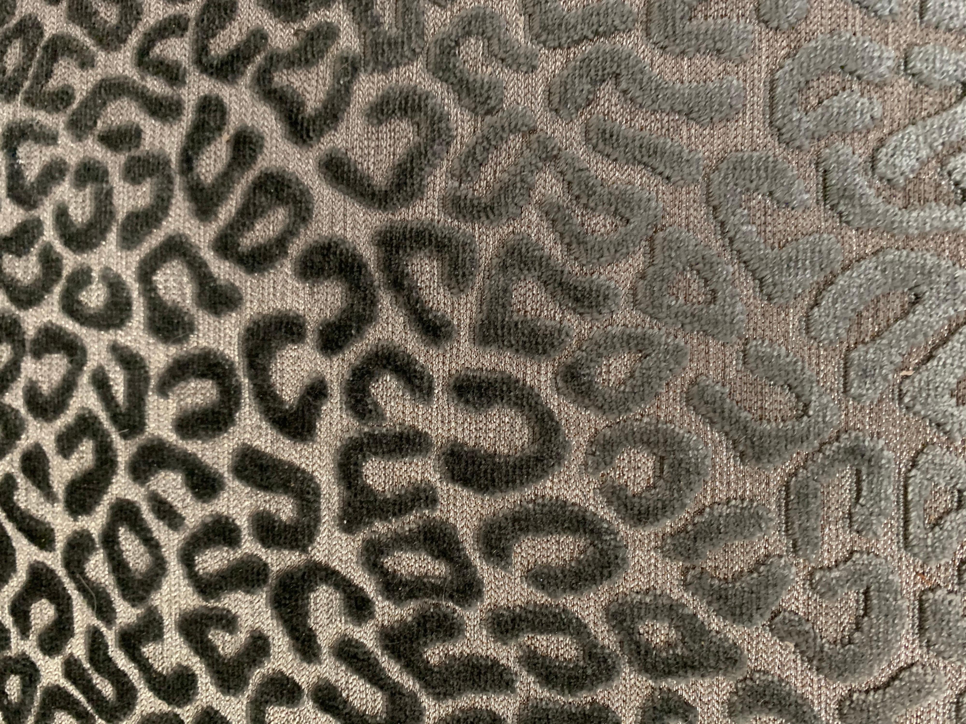 North American Silver Grey Metallic Leopard Modern Sculptural Sofa