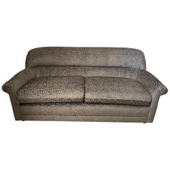Silver Grey Metallic Leopard Modern Sculptural Sofa
