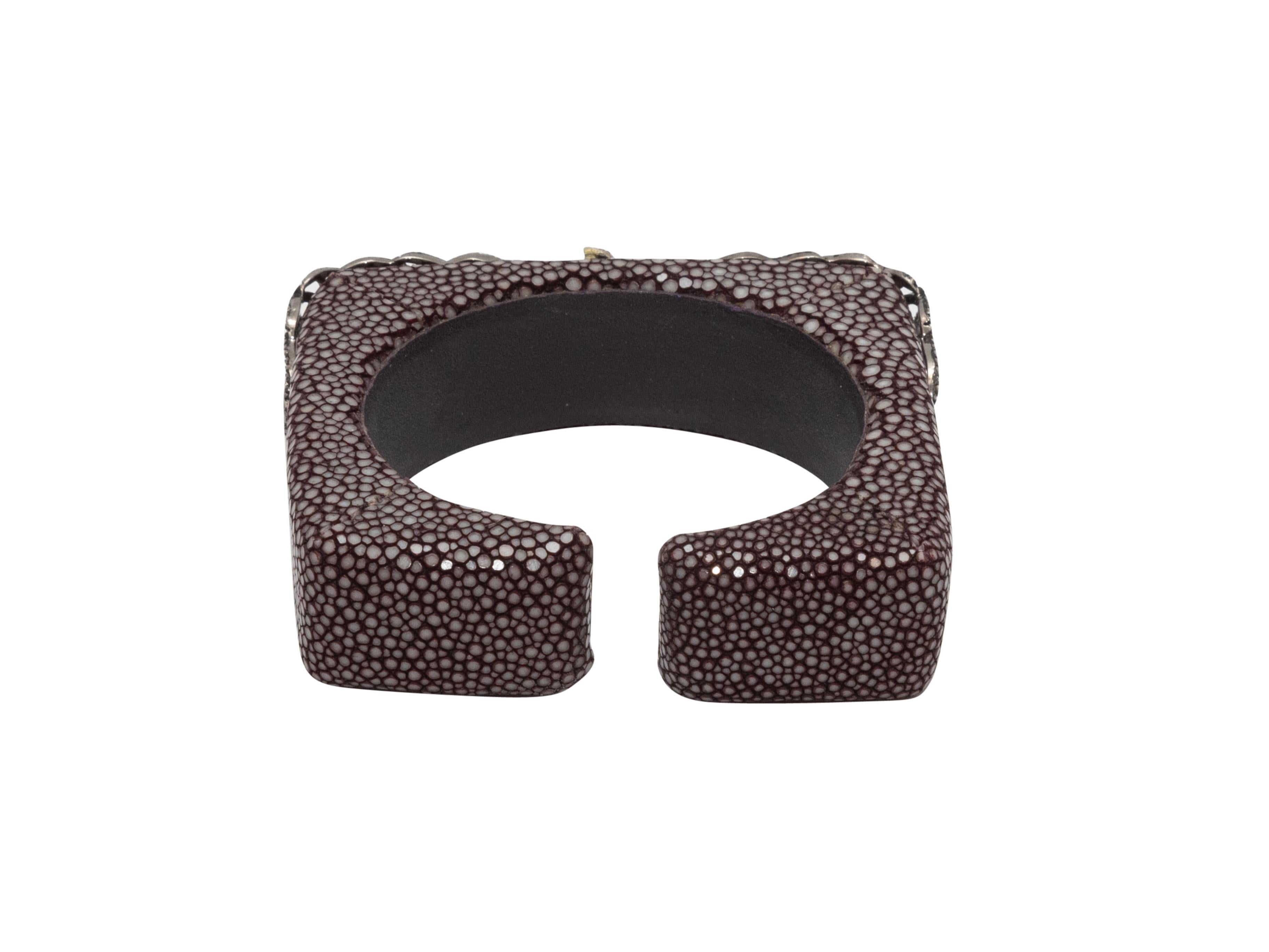 Silver & Grey Pave Diamond & Eel Cuff Bracelet In Good Condition In New York, NY