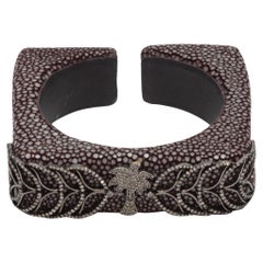 Silver & Grey Pave Diamond & Eel Cuff Bracelet